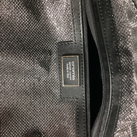 NWT CROMIA WOMAN'S LARGE LEATHER SUEDE TOTE BLACK  BAG FRINGE CHAINS AT FRONT - Picture 16 of 16